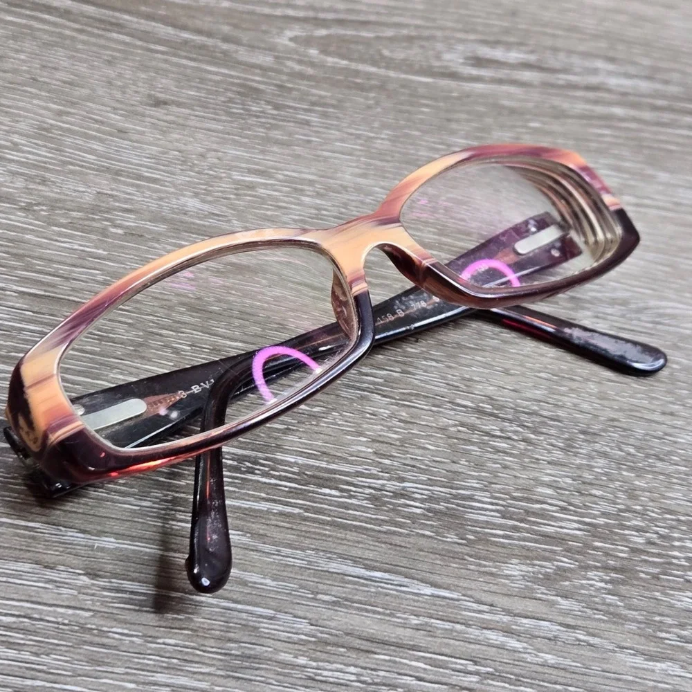 Bvlgari 458-B 778 Burgundy Swirl Crystal Medallion Eyeglass Italy Frame only